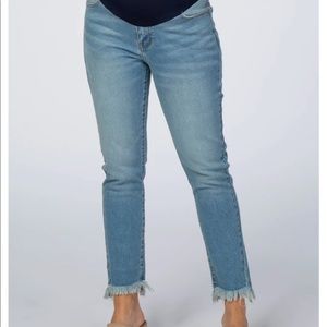 Pink blush distressed hem maternity jeans size 29